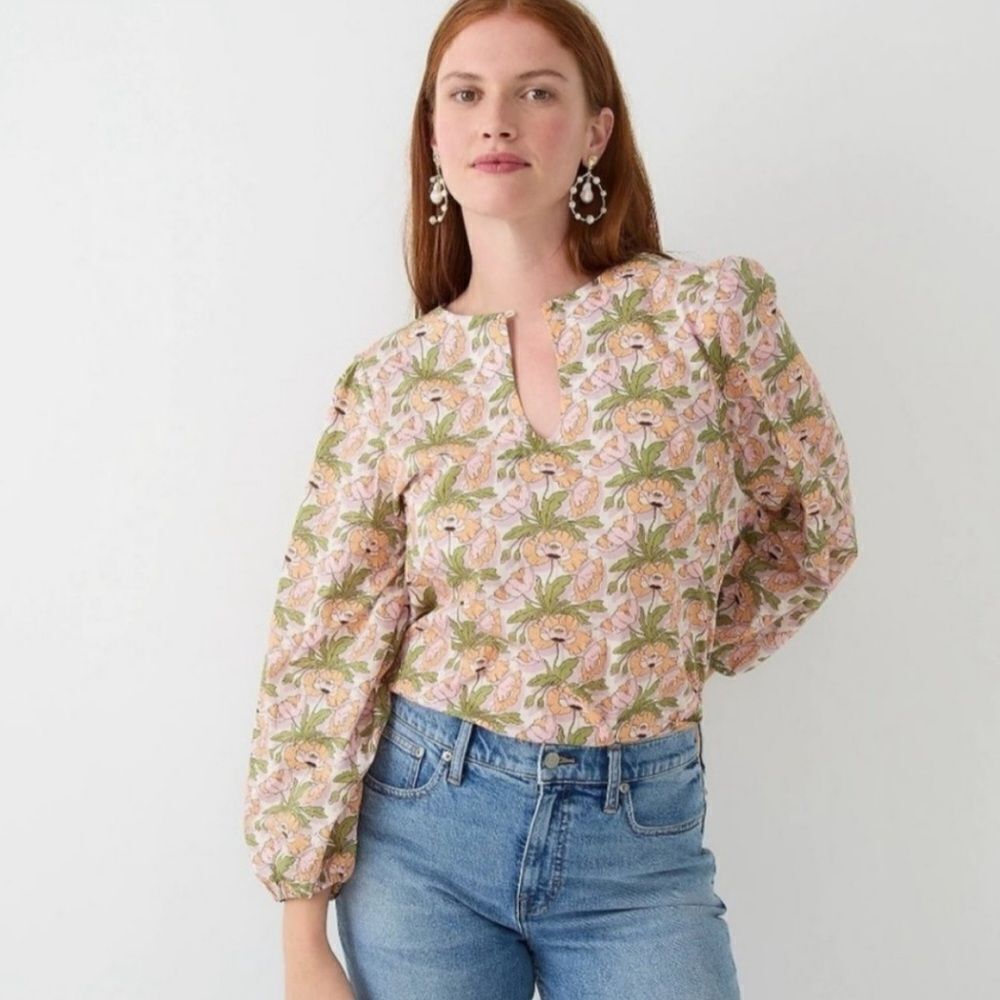 J. Crew X Liberty Keyhole Butterfield Poppy Top Blouse